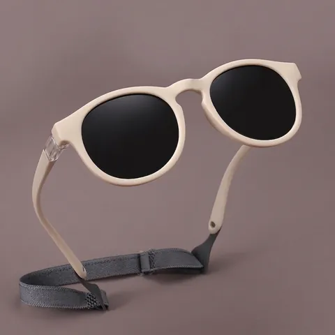 Occhiali Da Sole Polarizzati Per Bambini Protezione UV400 Montatura TPEE Flessibile Tondi Vintage Per Neonati 0-3 Anni