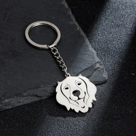 Llavero Minimalista de Acero Inoxidable Hueco con Cabeza de Perro Colgante de Mascota Golden Retriever Labrador para Llaves Mujer Hombre Joyería Regalo