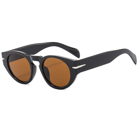 Retro Round Sunglasses PC Frame AC Lens UV400 Protection Silver Arrow Decor Fashion Trendy Unisex Eyewear