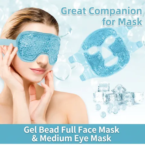 Gel Bead Face And Eye Mask PVC Cold Hot Compress Therapy Relief Puffiness Dark Circles Reusable Cooling Adjustable