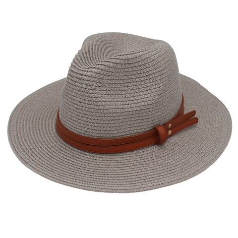 Chapeau Fedora En Paille Style Panama Respirant Protection Solaire Été Plage Jazz Avec Ceinture Cuir Rivets