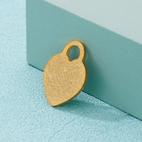 Pendente Cuore Acciaio Inossidabile Texture Opaca Placcato Oro Accessorio Creazione Gioielli DIY Stile Tendenza Romantico