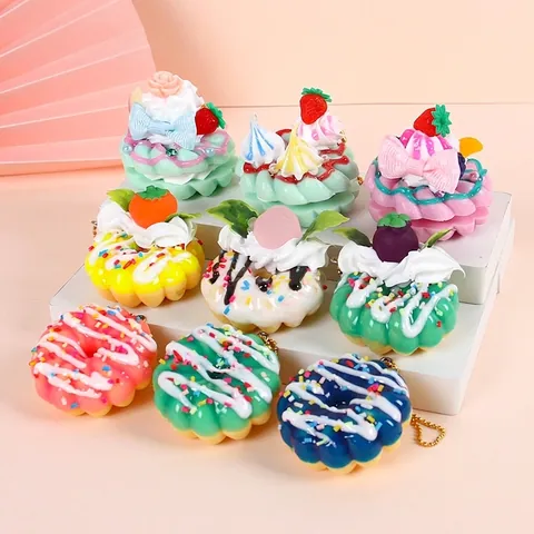 Simulación Donut Pastel Llavero Colgante PVC Artificial Alimentos Postre Modelo Bolsa Colgante Decoración Dulce