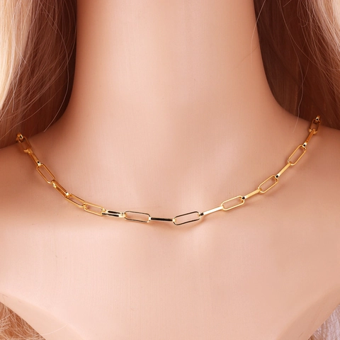 Büroklammer Gliederkette Halskette Und Armband Messing Vergoldet Retro Punk Minimalist Hip Hop Schmuck Für Männer Frauen