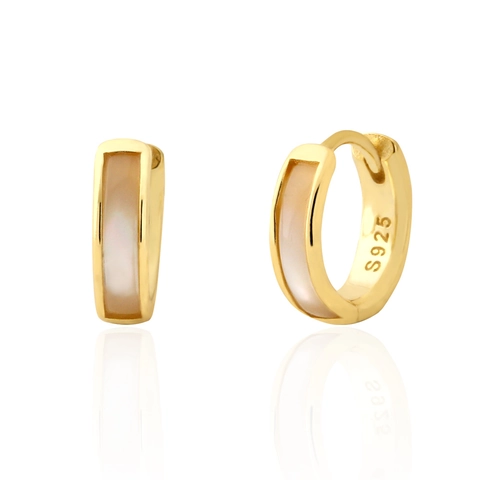 S925 Sterling Silber Perlmutt Creolen Für Damen Minimalistisch Geometrisch Gold Silber Plattiert Schmuck Zubehör