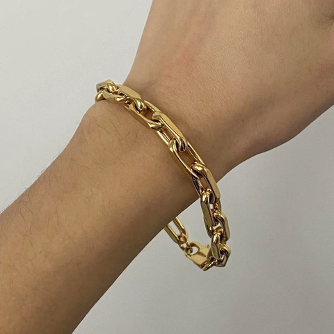Minimalist Stainless Steel Gold Chunky Chain Bracelet For Women Men U-shaped Link Hand Jewelry Everyday Commuting Gift