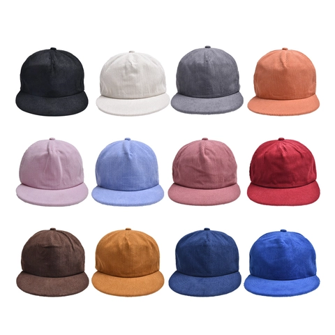 Cord-Baseballkappe Flacher Rand Snapback Einfarbig Retro Hip Hop Verstellbare Outdoor-Sportmütze Für Herren Damen