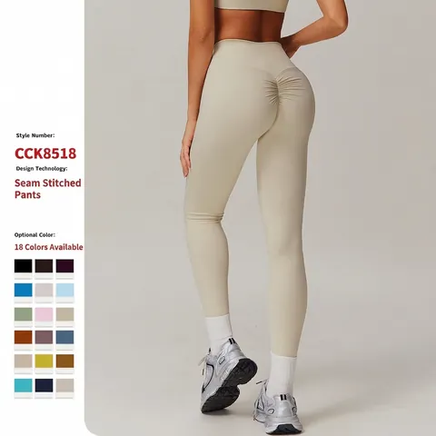 Yoga-Hose Mit Hoher Taille Für Damen Bauchkontrolle Scrunch Butt Lift Nahtlose Gym-Leggings Aus Gebürstetem Nylon-Spandex