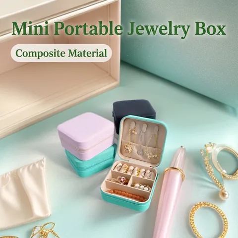 Portable Square PU Leather Jewelry Organizer Box For Women Travel Jewelry Case For Rings Earrings Necklaces Mini Storage Box
