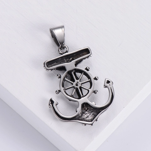 Collana Pendente Ancora Timone Croce Vichinga Vintage Acciaio Inossidabile 304 Nordico Pirata Punk Gioielli Religiosi Uomo