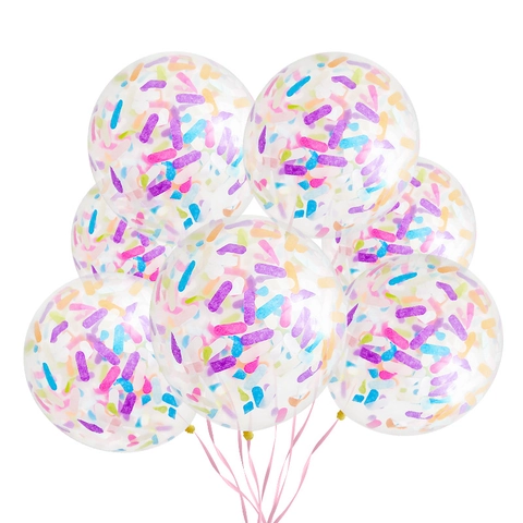 Ballon Rond en Latex Transparent 12 Pouces Avec Confettis Colorés Décoration de Fête pour Anniversaire Mariage