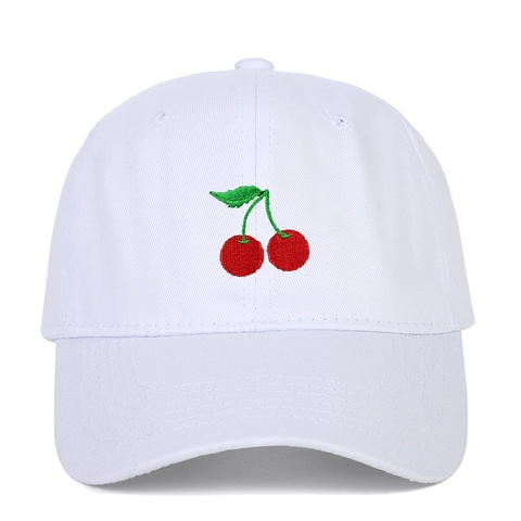 Cappellino da Baseball in Cotone Ricamato con Ciliegia per Uomo e Donna Casual Protezione Solare Regolabile Moda Soft Top