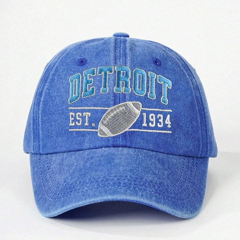 Vintage Detroit Borduurwerk Honkbalpet Gewassen Polyester Retro Sport Zonnekap Voor Heren Dames Verstelbaar Mode