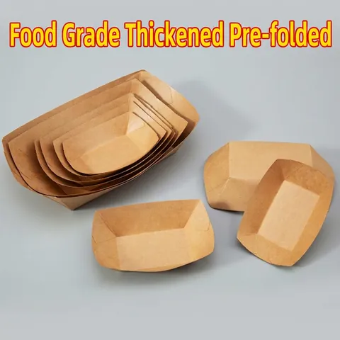 Vaschette Alimentari Usa E Getta Forma Di Barca Carta Kraft Legno Naturale Impermeabile Biodegradabile Festa Picnic BBQ