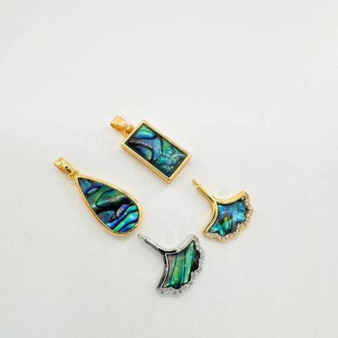 Colgantes De Cobre Chapados En Oro De 18K Plata Concha De Abulón Natural Nácar Hoja De Ginkgo Estrella Para Joyería DIY