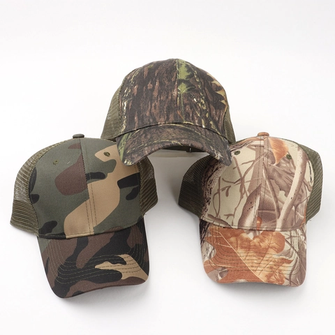 Casquette Camouflage Mesh Trucker Coton Polyester Respirante Outdoor De Baseball Pour Randonnée Pêche Réglable Bord Incurvé