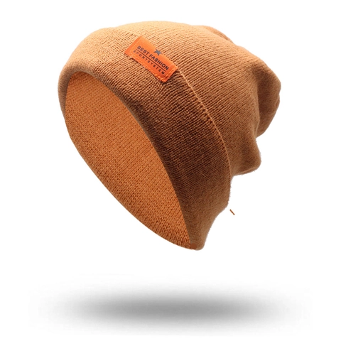Gorro Beanie Punto Lana Cálido Invierno Color Sólido Etiqueta Moda Suave Gorra Calavera Unisex Exterior