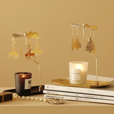 Rotating Candle Holder Metal Thermal Power Spinning Candlestick With Pendants Home Table Decoration Romantic European Style Gift