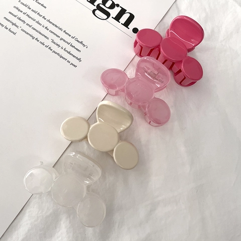 Mini Pinzas Para El Pelo Plástico Resina Diseño Triple Cuentas Redondas Color Gelatina Horquillas Pequeñas Mujeres Niñas