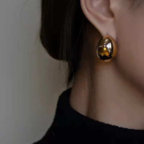 Minimalist Polished C-Shape Brass Hoop Earrings With 925 Sterling Silver Earring Post For Women