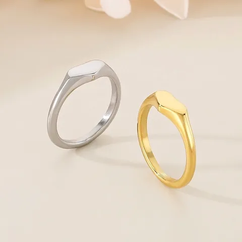 Anillo De Sello De Corazón Minimalista Acero Inoxidable Pulido Oro Plata Joyería De Moda Para Mujer