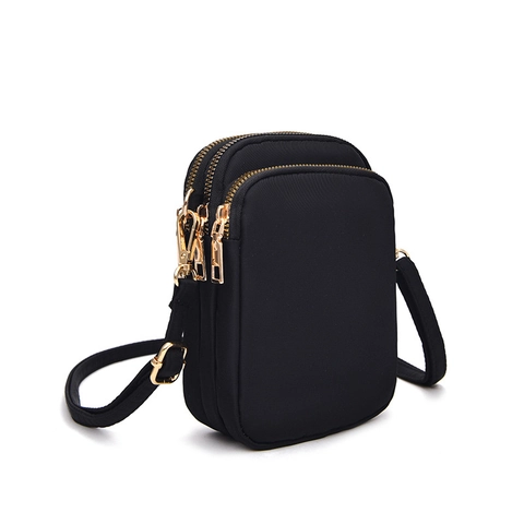 Mini Borsa Tracolla Per Cellulare Tessuto Oxford Impermeabile Multi Strato Cerniera Custodia Foro Cuffie Stile Urbano Donne