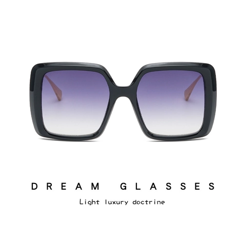 Oversized Square Sunglasses For Women UV400 Protection Retro Fashion Gradient AC Lens Plastic Frame Metal Temples
