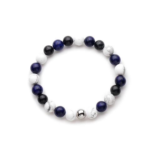 Natural Stone Beaded Bracelet Tiger Eye Lapis Lazuli Handmade Elastic Bohemian Style Jewelry Men Women Steel Bead