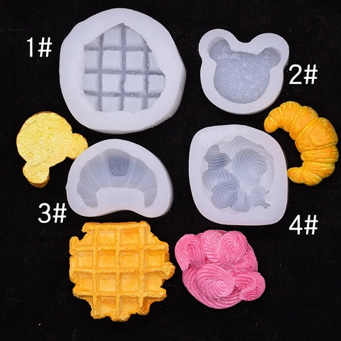Simulation Food Silicone Molds For Cake Waffle Croissant Bear Toast Fondant Candle Soap DIY Baking Tool Heat Resistant
