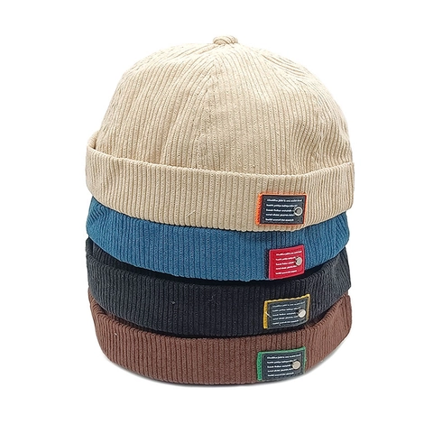 Gorro Docker De Pana Retro Sombrero Sin Ala Estilo Vintage Color Sólido Correa De Cuero Ajustable Para Hombres Mujeres
