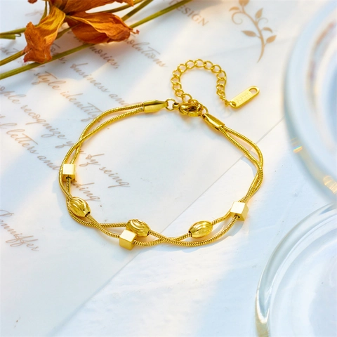 Damenkette Unregelmäßige Titanstahl Galvanisierte Armbänder
