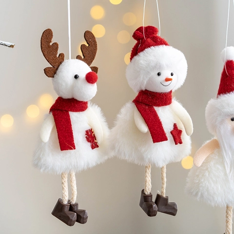 Ornamenti Natalizi Appesi In Peluche Bambole Babbo Natale Pupazzo Di Neve Renna Ragazza Decorazioni Albero Festa Casa