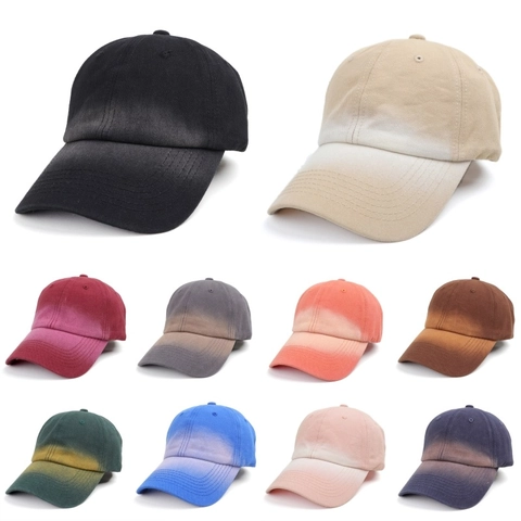 Vintage Washed Cotton Baseball Cap Gradient Color Sun Protection Outdoor Sport Peaked Hat Adjustable Unisex
