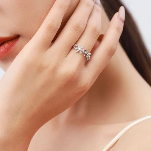 925 Sterlingsilber Funkelnde Gänseblümchen Blume Ring Für Damen Elegant Strass Eingelegt Offener Ring Hochwertiger Mode Schmuck Geschenk