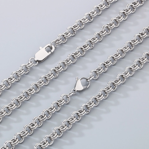 Collar Y Pulsera De Cadena Bizantina De Doble Lazo De Acero Inoxidable Para Hombres Mujeres Moda Minimalista