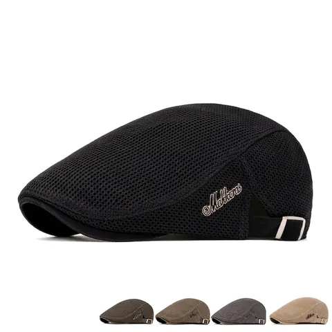 Casquette Plate Homme Maille Coton Respirant Été Extérieur Protection Solaire Rétro Réglable Chapeau Ivy