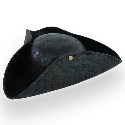 Sombrero Pirata Tricornio Copa Steampunk Cuero Sintético Envejecido Disfraz Cosplay Halloween Textura Agrietada Vintage