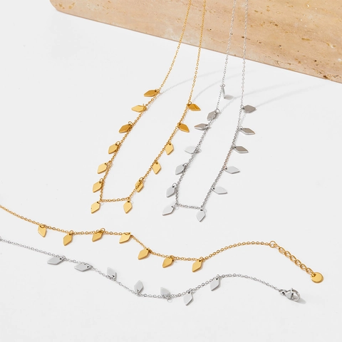 Pendenti Con Paillettes A Rombo Francese Acciaio Inossidabile Collana E Bracciale A Strati Per Donna Gioielli Minimalisti Eleganti