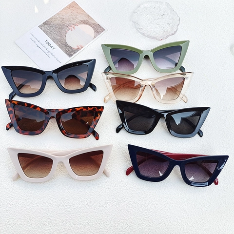 Occhiali Da Sole Cat Eye Vintage Da Donna Protezione UV400 Montatura In Resina Grande Triangolo Retro Tendenza