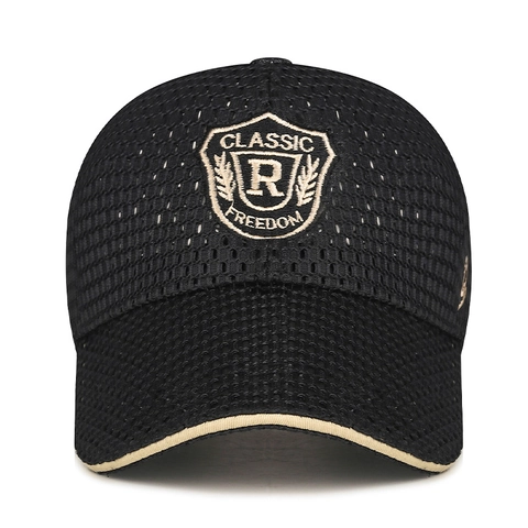 Casquette De Baseball En Maille Été Respirante Polyester Protection Solaire Broderie Écusson Lettre R Chapeau Camionneur Réglable