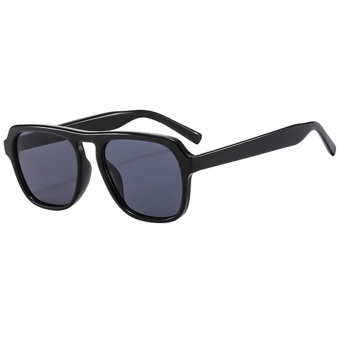 Retro Square Sunglasses Women Men PC Frame UV400 Protection Oversized Fashion Eyewear Double Bridge Anti Blue Light