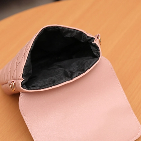 Women PU Leather Crossbody Phone Bag Rhombic Quilted Mini Shoulder Purse With Cat Head Artificial Pearl Pendant Magnetic Closure