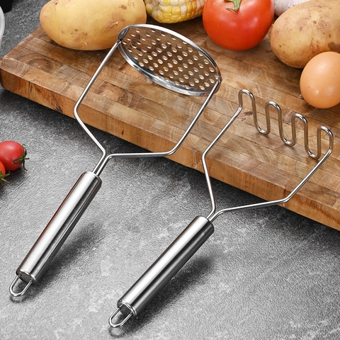 Stainless Steel Potato Masher Manual Food Ricer Heavy Duty Fruit Vegetable Tool With Ergonomic Handle For Baby Food Kitchen