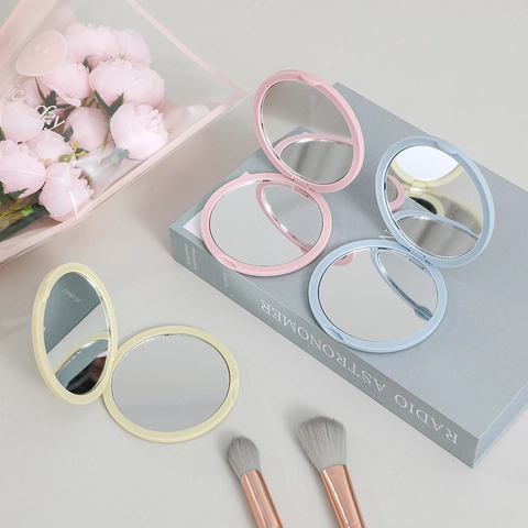 Portable Round Makeup Mirror Foldable Double Sided Pocket Cosmetic Mirror Travel Handheld Beauty Tool For Women Girls