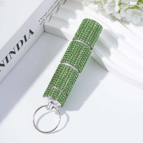 Sparkling Rhinestone Encrusted 3 Section Pill Box Keychain Portable Metal Travel Storage Container Bling Accessory
