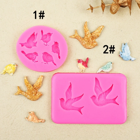 Molde De Silicona De Pájaro Golondrina Formas De Animales 3D Para Fundición De Resina Fondant Decoración Pasteles Artesanía