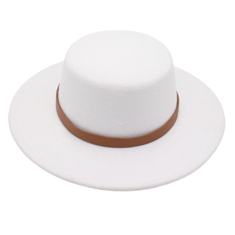 Canotier Hut Für Damen Vintage Flache Krone Filz Breite Krempe Eleganter Französischer Stil Mit Lederband