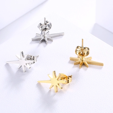 Collana Con Ciondolo Stella Polare E Orecchini A Lobo Acciaio Al Titanio Strass Luccicanti Gioielli Da Donna