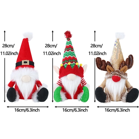 Noël Gnome Peluche Sans Visage Tomte Suédois Père Noël Elfe Renne Décoration De Table Festif Paillettes Tricot Fausse Fourrure Décor