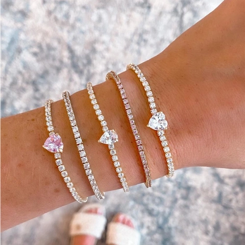 Elegante Armband Met Peergeslepen Zirkonia Voor Dames Koper 18K Verguld Minimalistische Sieraden Met Waterdruppel